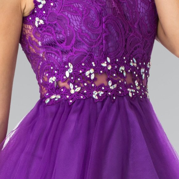 NEW SHORT SLEEVELESS BABY DOLL EMBROIDERED LACE DRESS WITH ZIPPER BACK GL GS1427 - Picture 6 of 10